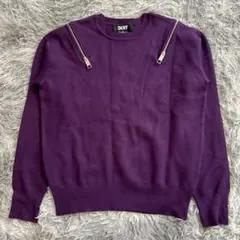 美品✨【DKNY】 紫 ジッパー付きセーター M相当 ユニセックス カジュアルのサムネイル