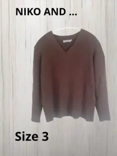 ニコアンド　Vネックニット長袖　ブラウン　サイズM3 ナチュラル