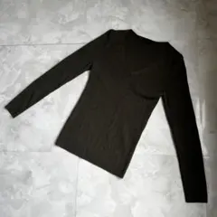 K.T ニット 長袖 カーキ M Vネック シルク ウール 混 キヨコタカセ