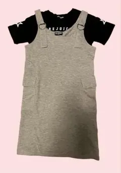 【美品✨】グレーサロペットワンピースと黒Tシャツセット １４０サイズ