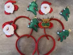 【4個セット】クリスマス　ゆらゆらノエル　カチューシャ　サンタ　ツリー　セリア