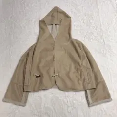 コムサ　イズム　フード付きショート丈ボアジャケットベージュ　フリーサイズ