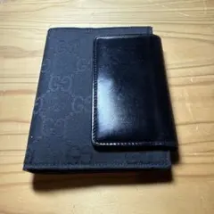 【美品】GUCCI グッチ システム手帳カバー GGキャンバス ブラック 6穴