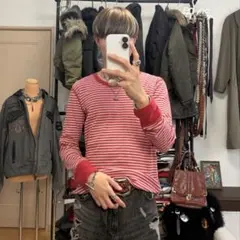 gap y2k archive 赤白ボーダー　サーマル　ワッフル　ニット