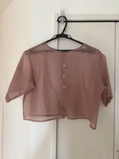 mystic オーガンジーシアーTブラウス ピンク