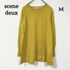 scene deux イエロー 長袖ニット クルーネック サイドスリット