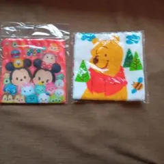【未使用】ディズニーツムツム　ミニ巾着　コップ袋　ポーチ　おまけ：タオル付