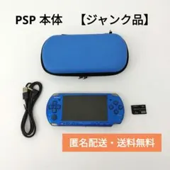 PSP 本体 青色 ジャンク品 ソフト読み込み不良 USBアダプター ケース付き