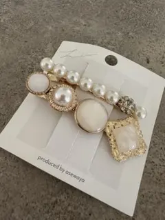 【美品】パール ヘアピン 結婚式 ヘアアクセサリー サイドクリップ 2個セット