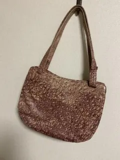 【訳あり】オーストリッチ　ピンクベージュショルダーバッグ かわいい