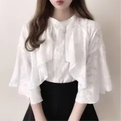 GRL 花柄シアーケープ風ブラウス[gf53]