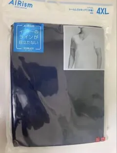 【4XL】AIRism シームレス VネックT(半袖) MENネイビー