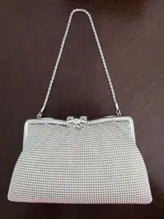 シルバー ビーズ装飾 パーティーバッグ