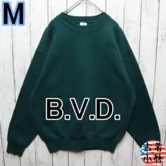 メンズM【A品】90sUSA生地ビーブイディースウェット無地緑01132