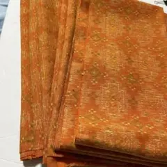 幾何学模様 オレンジ色 生地 （着分解き済み）