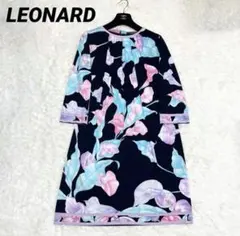 未使用級】近年 レオナール ボタニカル 花柄 トリム ベルト ロング