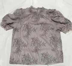 JILLSTUART レース 刺繍 薄紫 花柄 半袖ブラウス FR