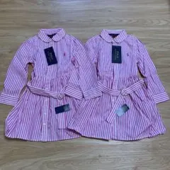 GW値下 双子ワンピース 100 Ralph Lauren 2枚セット ピンク