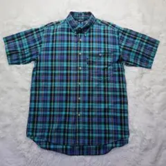 Woolrich 90s ボタンダウンシャツ 半袖 マドラスチェック 日本製 Lのサムネイル