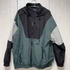 ナイロンジャケット フード付き グリーン ブラック