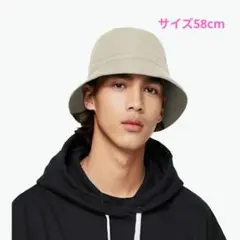 バケットハット 無地 ベージュ 男女兼用 コットン 帽子 お洒落 58cm