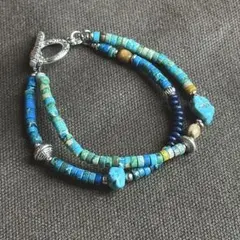 インディアンジュエリー　ナバホ　ターコイズ　2連ブレスレット　アクセサリー