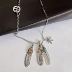 フェザー 3枚羽 ネックレス シルバー ユニセックス インディアンジュエリー