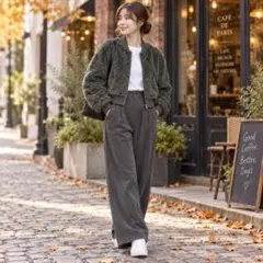 ✨美品✨ ユニクロ 防風ボアブルゾン S カーキ フリースジャケット 秋アウター