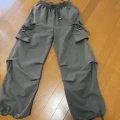 shein レディース カーゴパンツ ワイドシルエット グレー