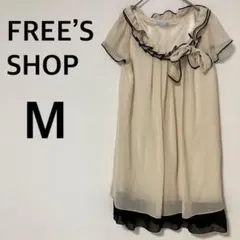FREE'S SHOP リボンシフォンワンピース 【M】ひざ丈 シースルーのサムネイル