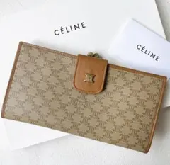 美品✨CELINE 白マカダム トリオンフ がま口 長財布 PVC レザー