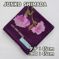 ジュンコシマダ ハンカチ 花柄 紫色 桃色 コットン ロゴ入り 【イ817】のサムネイル