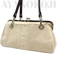 美品◎ アヤノコウジ 肩かけ可 ハンドバッグ トートバッグ がま口 レース