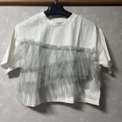 GRL チュールフリル 半袖Tシャツ ホワイト Fサイズ　fo2153のサムネイル
