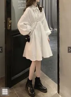 GRL シャーリングシャツワンピース L