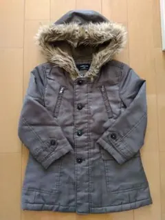 COMME CA ISM☆カーキ色 ファー付きフード コート