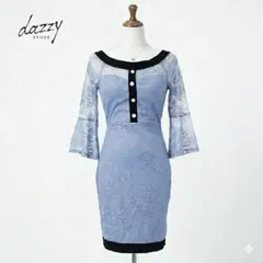 新品 dazzy store レースミニドレス フレア袖 パール ボタン