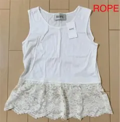 新品ROPE☆ロペ　ノースリーブレース付白トップスのサムネイル