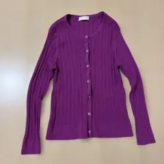 新品同様 any SiS パープル 長袖カーディガン 2 M オンワード樫山