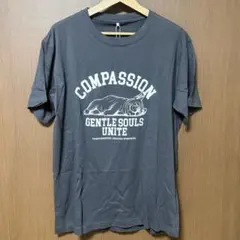 新品 しまむら TOWARD ROBE 犬 プリント Tシャツ チャコール L