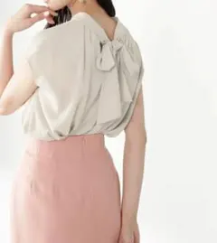 【NATURAL BEAUTY BASIC】バックリボン　楊柳ブラウス
