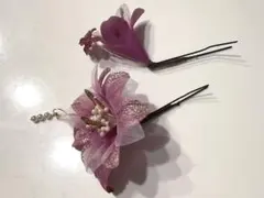 ピンクの花飾り 2個セット