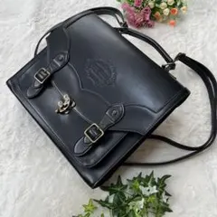 axes femme 型押しフラップサッチェル ブラック