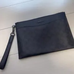 COACH ブラック レザー クラッチバッグ