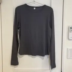 美品GUジーユー ソフトリブクルーネックt 長袖Tシャツ Lグレー