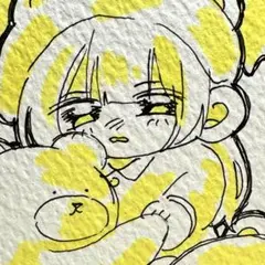 手描きイラスト 黄色 オリジナル 女の子 サブカル 萌え絵 くま