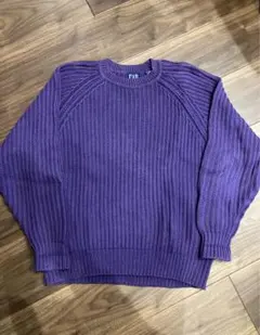 90s GAP パープル 畦編み コットンニット S oldgap ギャップ