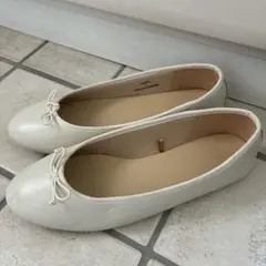 ホワイトリボン付きバレエシューズ　Lサイズ