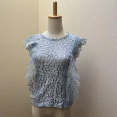 GU レースノースリーブ ライトブルー Sサイズ