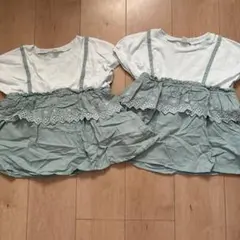 姉妹お揃い　130 キャミドッキングTシャツ　プティマイン、ペアマノン